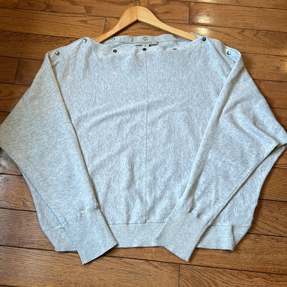 AllSaints Elle Snap-Detail Grey Marl Batwing Sweater - Picture 6 of 12